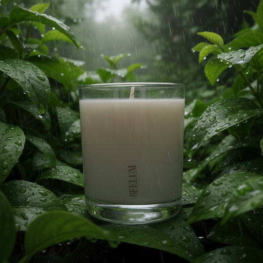 Vela verde silente.: Huele a un jardín en calma tras la lluvia