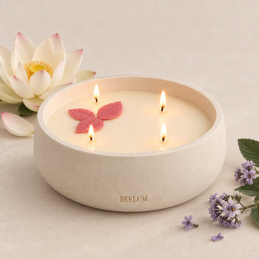 Vela Flor de loto cuatro mechas