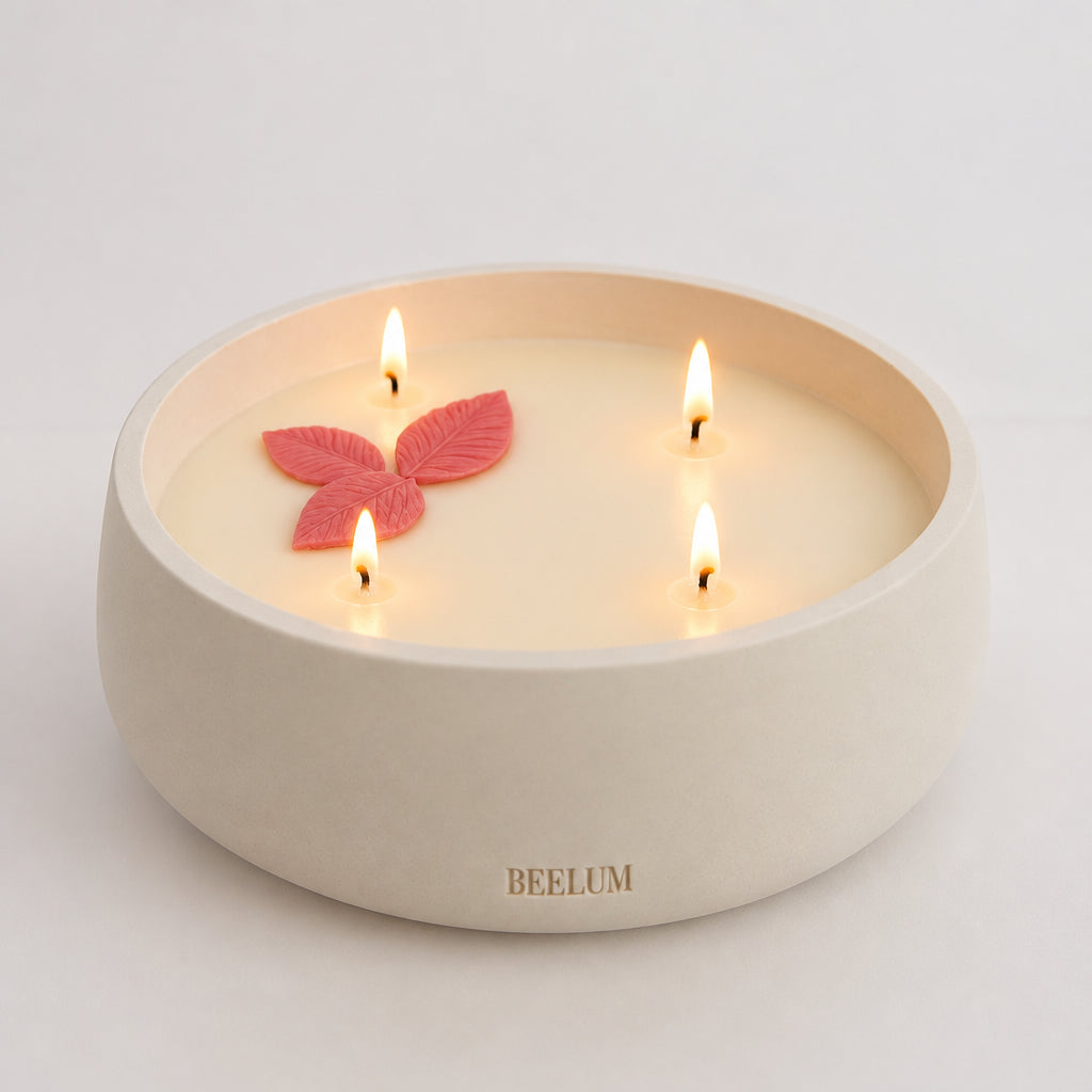 Vela Flor de loto cuatro mechas