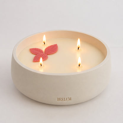Vela Flor de loto cuatro mechas