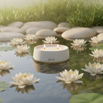 Vela Flor de loto dos mechas: Huele a un jardín junto al agua, limpia , fresca, elegante.